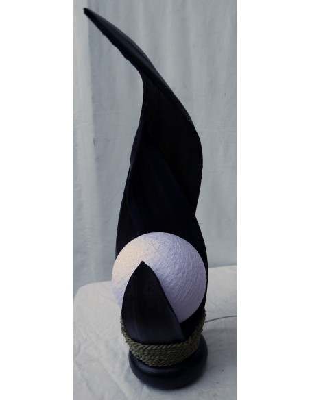 Lampada abatjour in foglie di cocco marrone palla di cotone a sfera bianca cm 13x13x52h