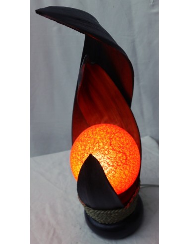 Lampada abatjour in foglie di cocco marrone...