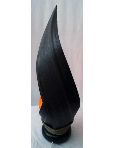 Lampada abatjour in foglie di cocco marrone palla di cotone a sfera arancio cm 13x13x52h