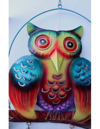 Gufo Welcome in metallo creato e dipinto a mano...