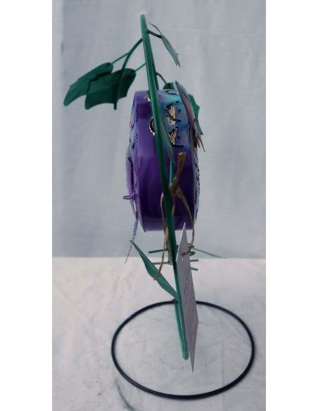 Porta candela a forma di Gufo in metallo creato e dipinto a mano cm 30x15x36h appoggiato su un ramo