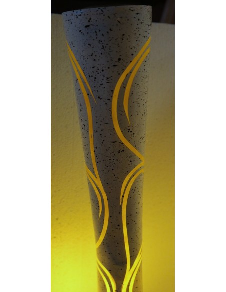 Lampada da tavolo abatjour in resina a bottiglia dipinta a mano bianca grigia interno giallo cm 20x20x67h