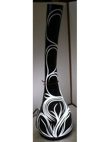 Lampada da tavolo abatjour in resina a bottiglia dipinta a mano nera interno bianco cm 20x20x67h