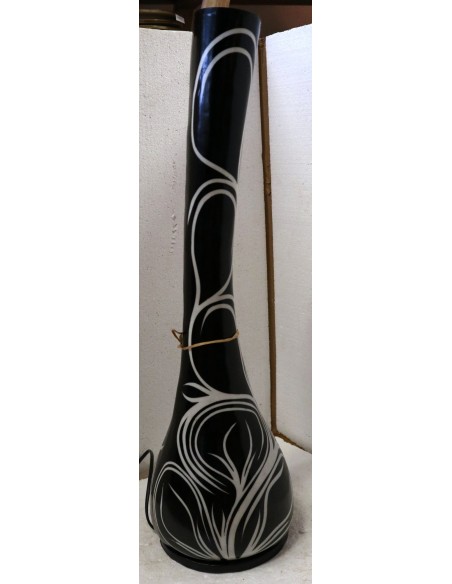 Lampada da tavolo abatjour in resina a bottiglia dipinta a mano nera interno bianco cm 20x20x67h