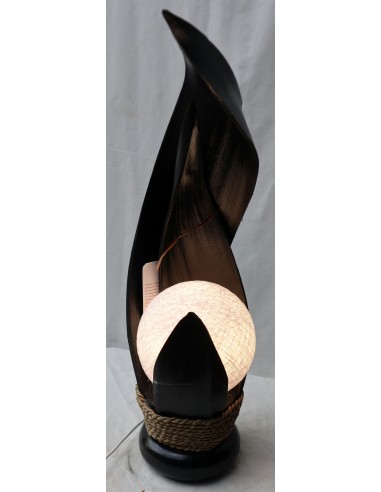 Lampada abatjour in foglie di cocco nere palla...