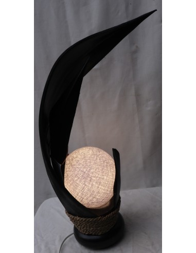 Lampada abatjour in foglie di cocco nere palla...