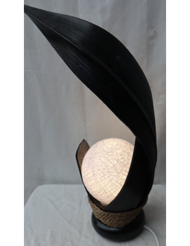 Lampada abatjour in foglie di cocco nere palla...