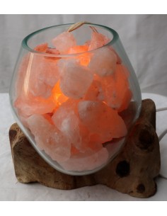 Lampada di sale irripetibile creata in vetro soffiato su...