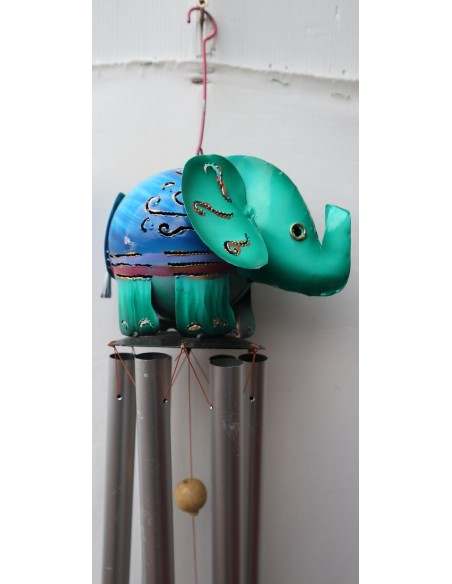 Scaccia pensieri pendagli a vento in metallo a forma di elefante creata e dipinta a mano