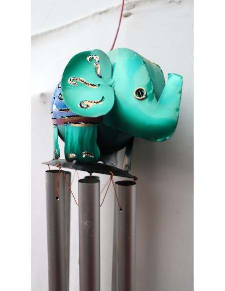 Scaccia pensieri pendagli a vento in metallo a forma di elefante creata e dipinta a mano