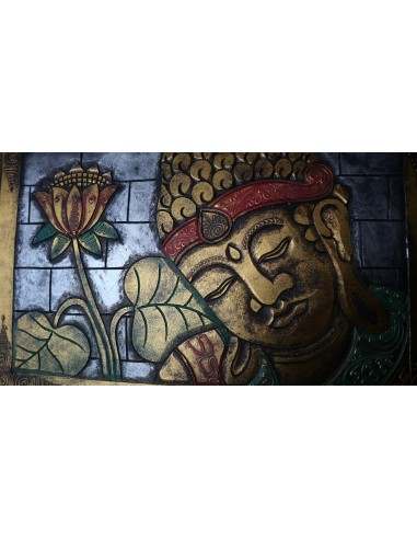 Baule cassapanca in legno di albesia con volto...