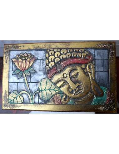 Baule cassapanca in legno di albesia con volto...