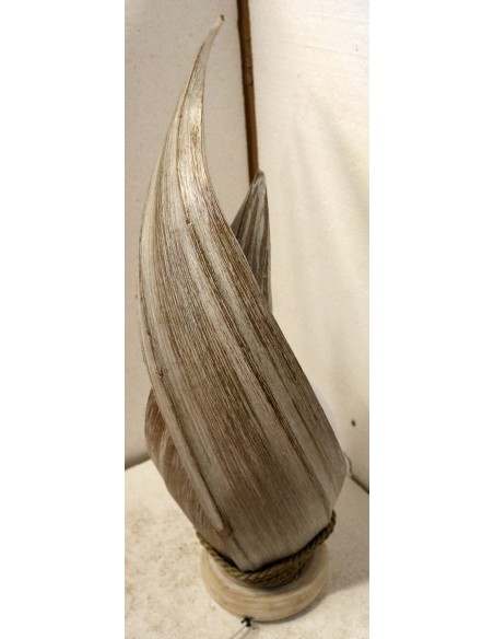 Lampada abatjour in foglie di cocco bianche decapate palla di cotone a sfera bianca cm 13x13x52h