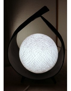 Lampada abatjour foglia di cocco con palla di cotone...