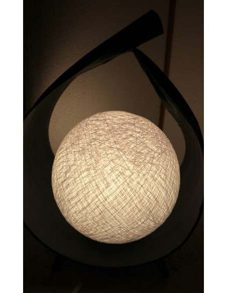 Lampada abatjour foglia di cocco con palla di cotone bianca cm 20x14x34h