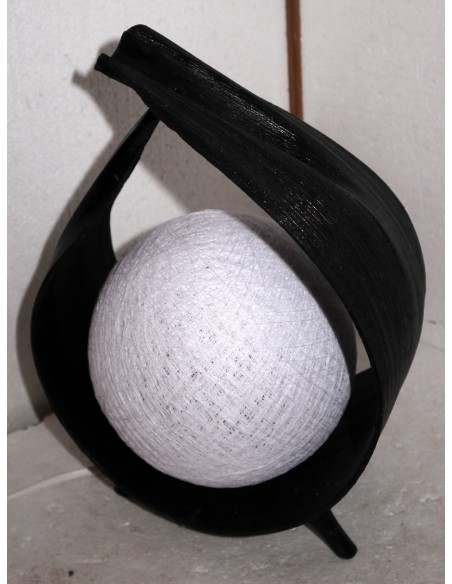 Lampada abatjour foglia di cocco con palla di cotone bianca cm 20x14x34h
