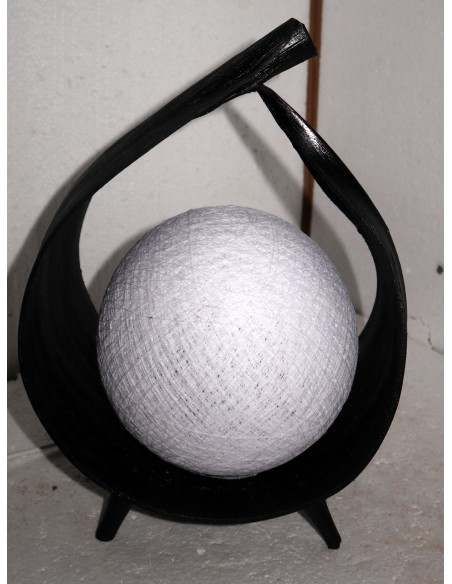 Lampada abatjour foglia di cocco con palla di cotone bianca cm 20x14x34h