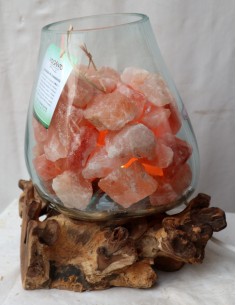 Lampada di sale irripetibile creata in vetro soffiato su...