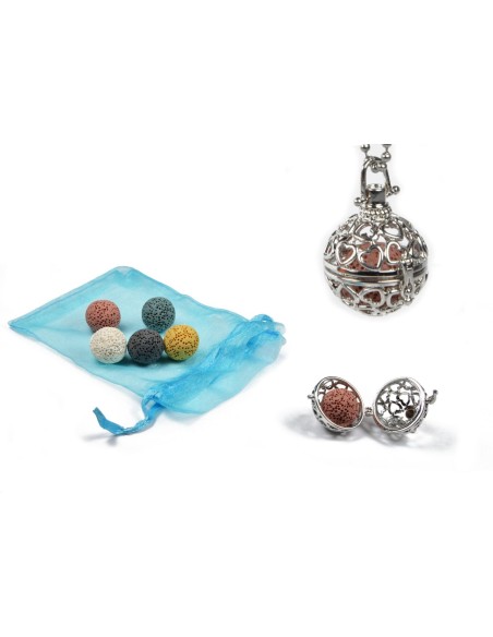 Collana Pomander porta essenza con sfere in Lava colorata comunica quella che preferisci