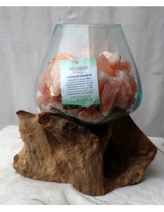 Lampada di sale irripetibile creata in vetro soffiato su...