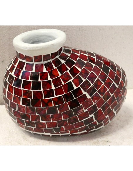 Vasi in terracotta e mosaico di vetro disponinile oro, rosso e turchese cm 20x10x16