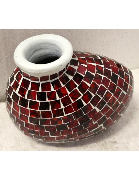 Vasi in terracotta e mosaico di vetro disponinile oro, rosso e turchese cm 20x10x16