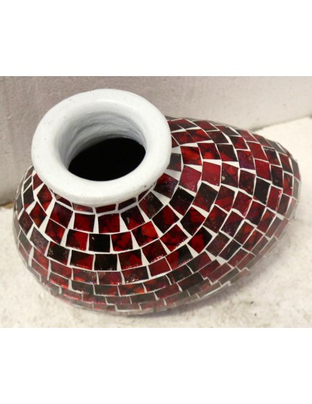 Vasi in terracotta e mosaico di vetro disponinile oro, rosso e turchese cm 20x10x16