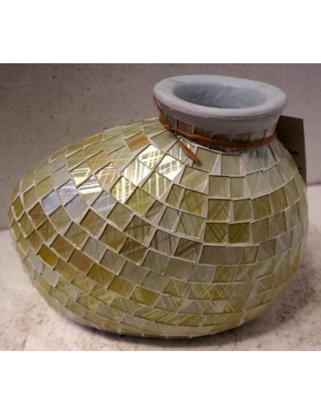 Vasi in terracotta e mosaico di vetro disponinile oro, rosso e turchese cm 20x10x16