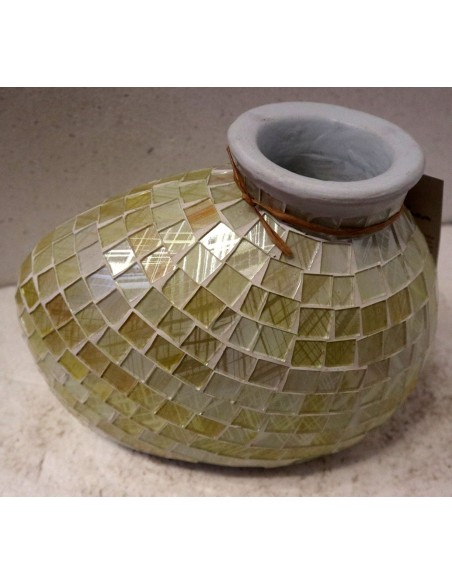 Vasi in terracotta e mosaico di vetro disponinile oro, rosso e turchese cm 20x10x16