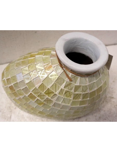 Vasi in terracotta e mosaico di vetro disponinile oro, rosso e turchese cm 20x10x16