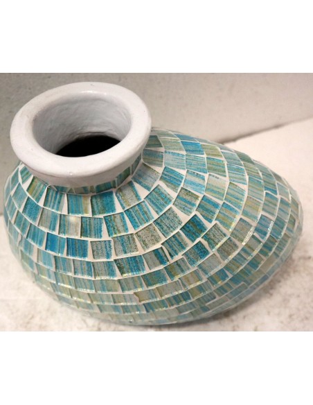 Vasi in terracotta e mosaico di vetro disponinile oro, rosso e turchese cm 20x10x16