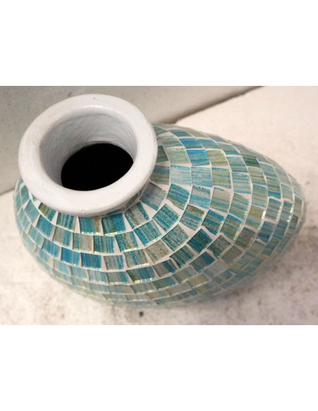 Vasi in terracotta e mosaico di vetro disponinile oro, rosso e turchese cm 20x10x16