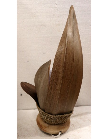 Lampada abatjour in foglie di cocco naturali palla di cotone a sfera bianca cm 24x20x50h loto