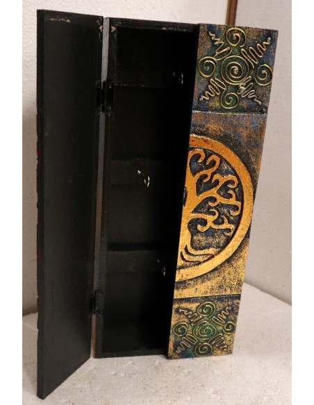 Portachiavi da muro in legno argento oro mdf con albero della vita cm 14x32x6