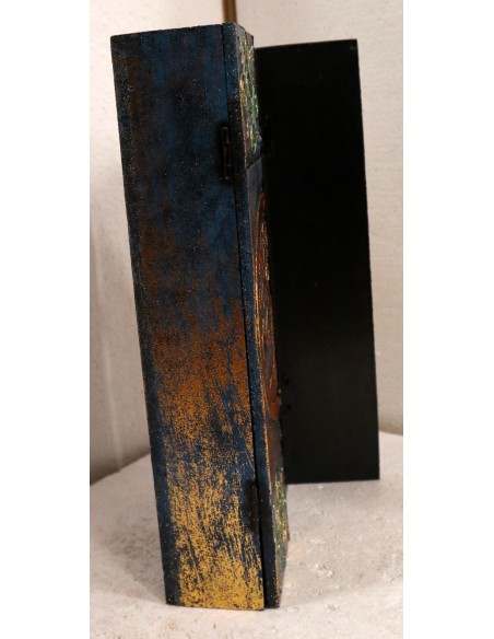 Portachiavi da muro in legno argento oro mdf con albero della vita cm 14x32x6