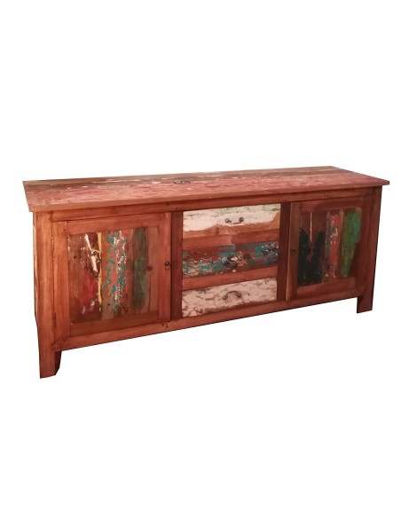 CREDENZA INDUSTRIAL CON LEGNO RICICLATO COLORATO CM H75X180X45