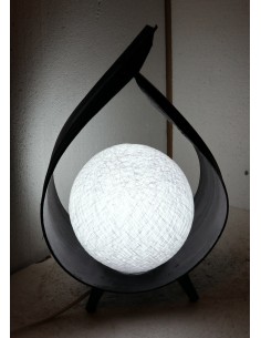 Lampada abatjour in foglia di cocco chiusa nera palla di...