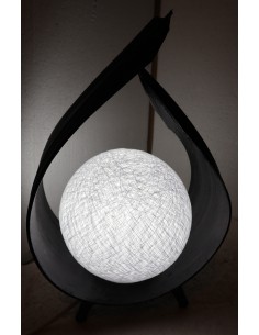 Lampada abatjour in foglia di cocco chiusa nera palla di... 2