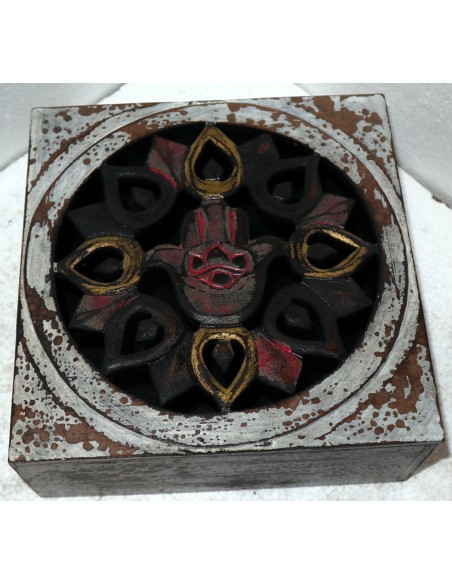 Scatola porta gioie oggetti il legno mano di Fatima bianca invecchiata industrial