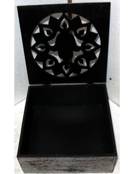 Scatola porta gioie oggetti il legno mano di Fatima bianca invecchiata industrial