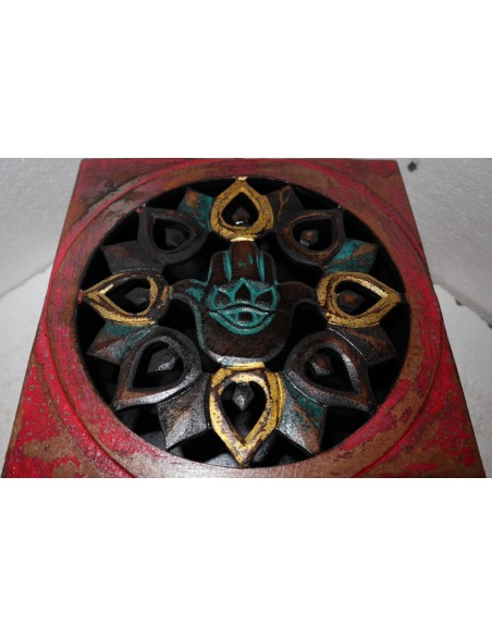 Scatola porta gioie oggetti il legno mano di Fatima rossa invecchiata industrial