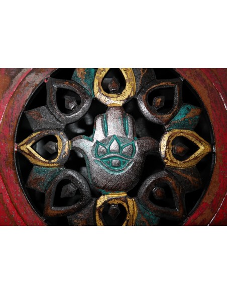 Scatola porta gioie oggetti il legno mano di Fatima rossa invecchiata industrial