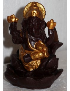 Fontana di fumo Ganesh divinità in resina marone ed oro...