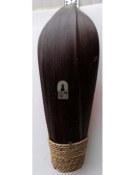 Applique in cocco resina color arancio nero cm 48hx14x10 etnico luce da muro