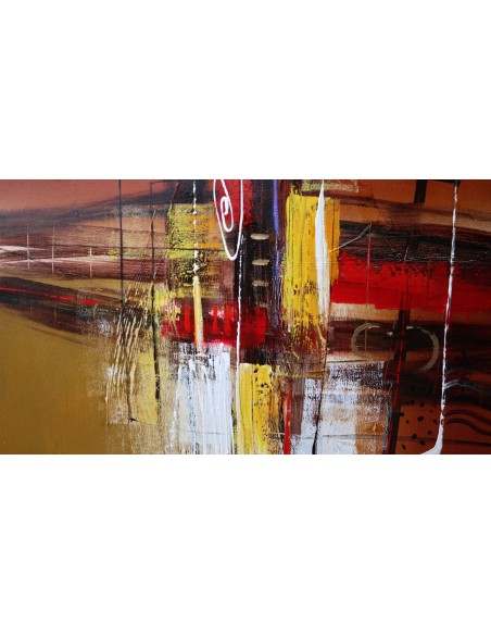 Quadro astratto cm 100x100 sfondo rosso oro marrone testata letto pop art moderno arredo dipinto