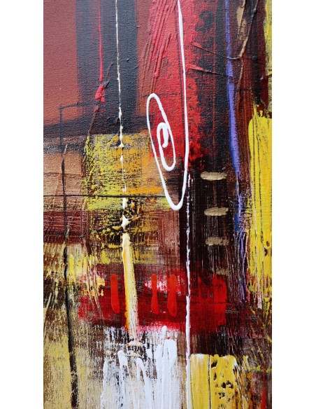 Quadro astratto cm 100x100 sfondo rosso oro marrone testata letto pop art moderno arredo dipinto