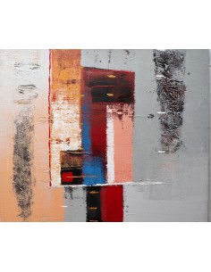 Quadro astratto cm 100x100 sfondo grigio arancio blu... 2