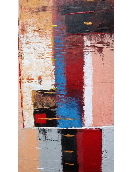 Quadro astratto cm 100x100 sfondo grigio arancio blu testata letto pop art moderno arredo dipinto