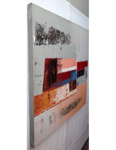 Quadro astratto cm 100x100 sfondo grigio...