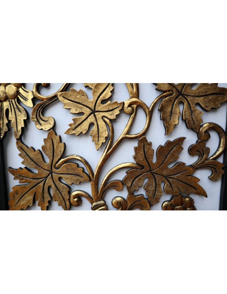 Pannello Quadro in legno Albero della vita olivo oro cornice nera arredo dipinto